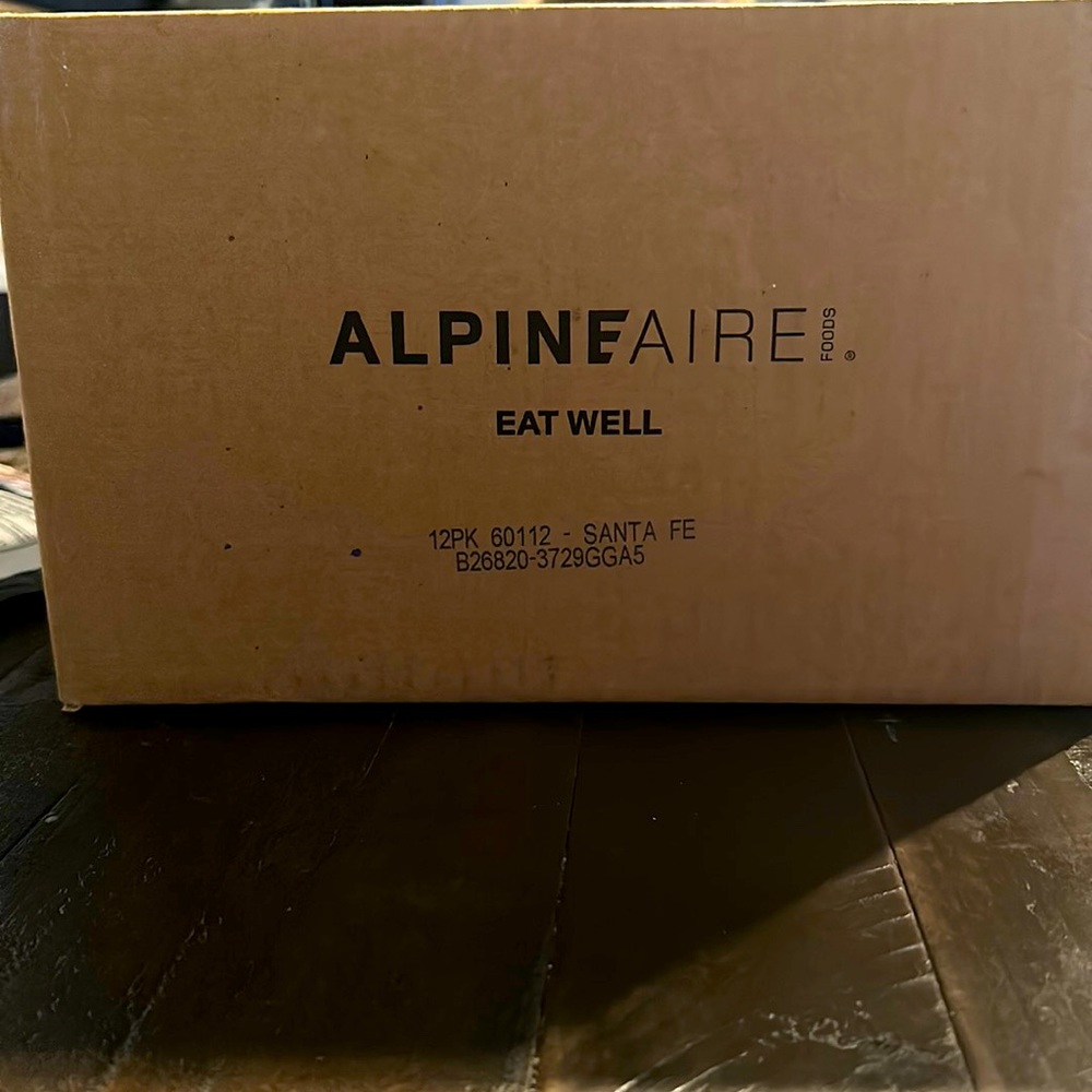 Box of Alpine Aire Freeze Dried Foods Camping Hiking 12pk Santa Fe Beans & Rice